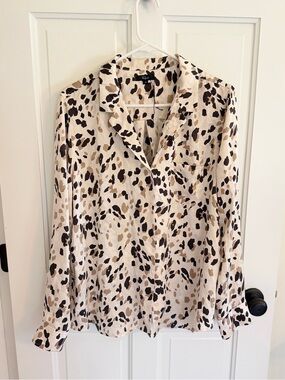 Rails Rebel 100% Silk Animal Print Button Down Blouse XL NWOT